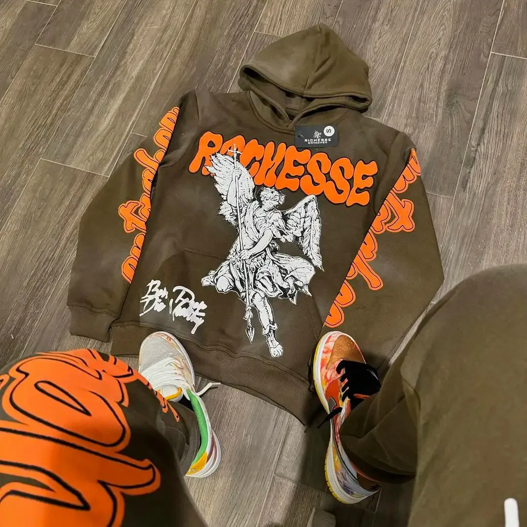 Men's Streetwear "Color Letter" Graphic Print Hoodies