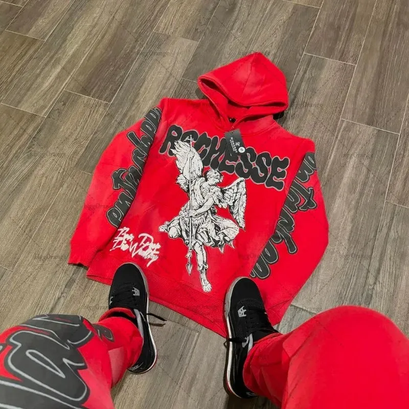 Men's Streetwear "Color Letter" Graphic Print Hoodies