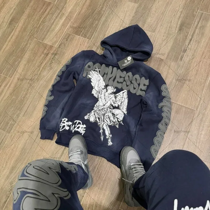 Men's Streetwear "Color Letter" Graphic Print Hoodies