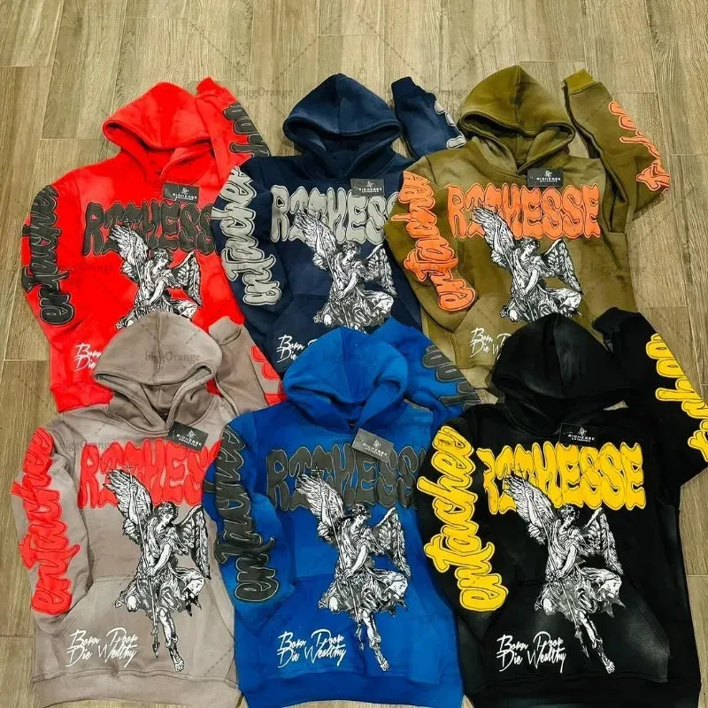 Men's Streetwear "Color Letter" Graphic Print Hoodies