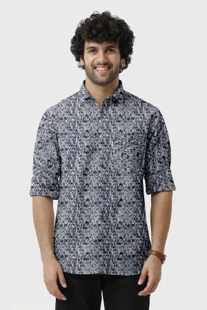 Miami - Blue Printed Casual Shirts for Men | Ariser