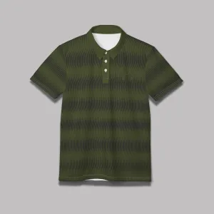 Military Green Swirly Pattern Unisex Casual Short-Sleeve Polo Shirt