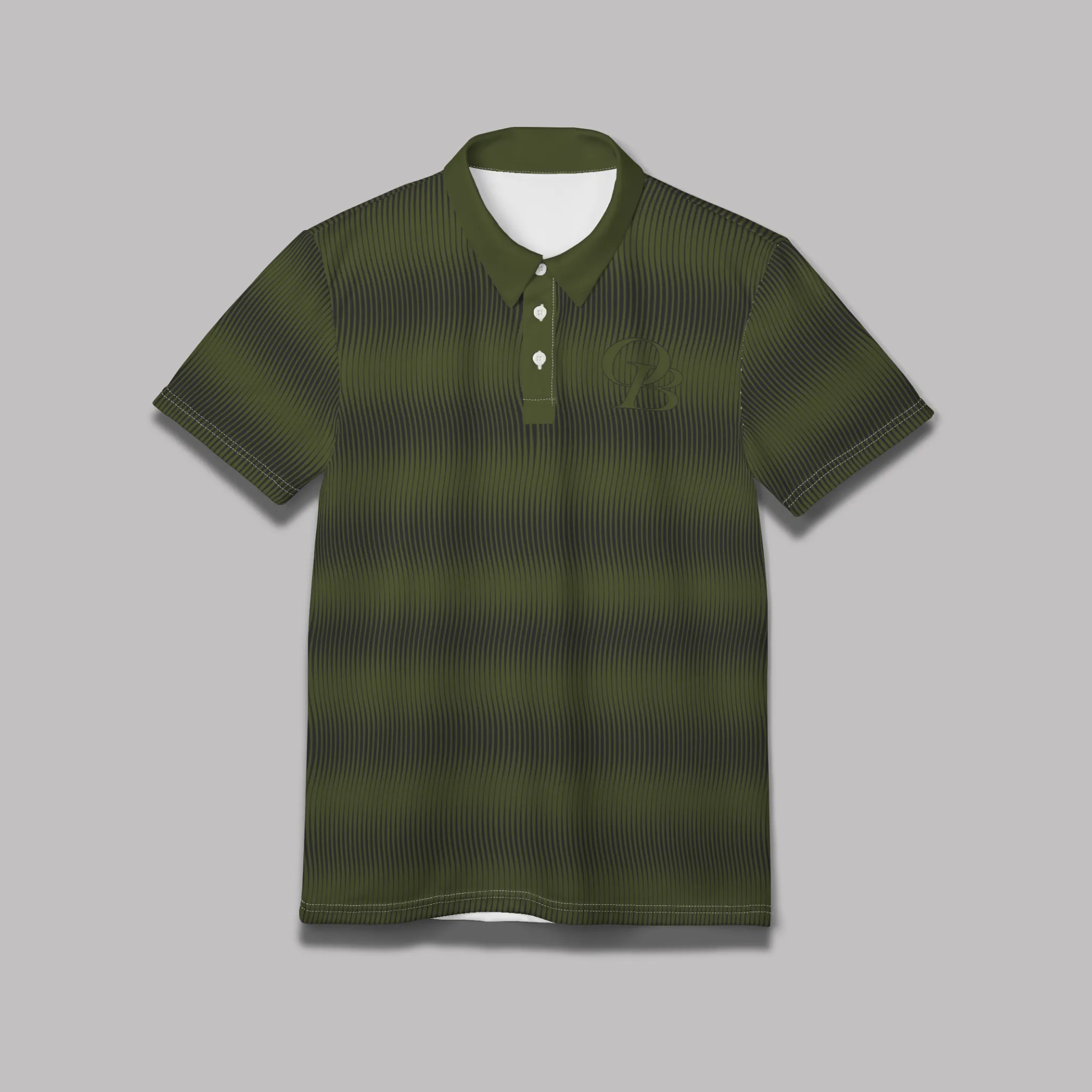 Military Green Swirly Pattern Unisex Casual Short-Sleeve Polo Shirt
