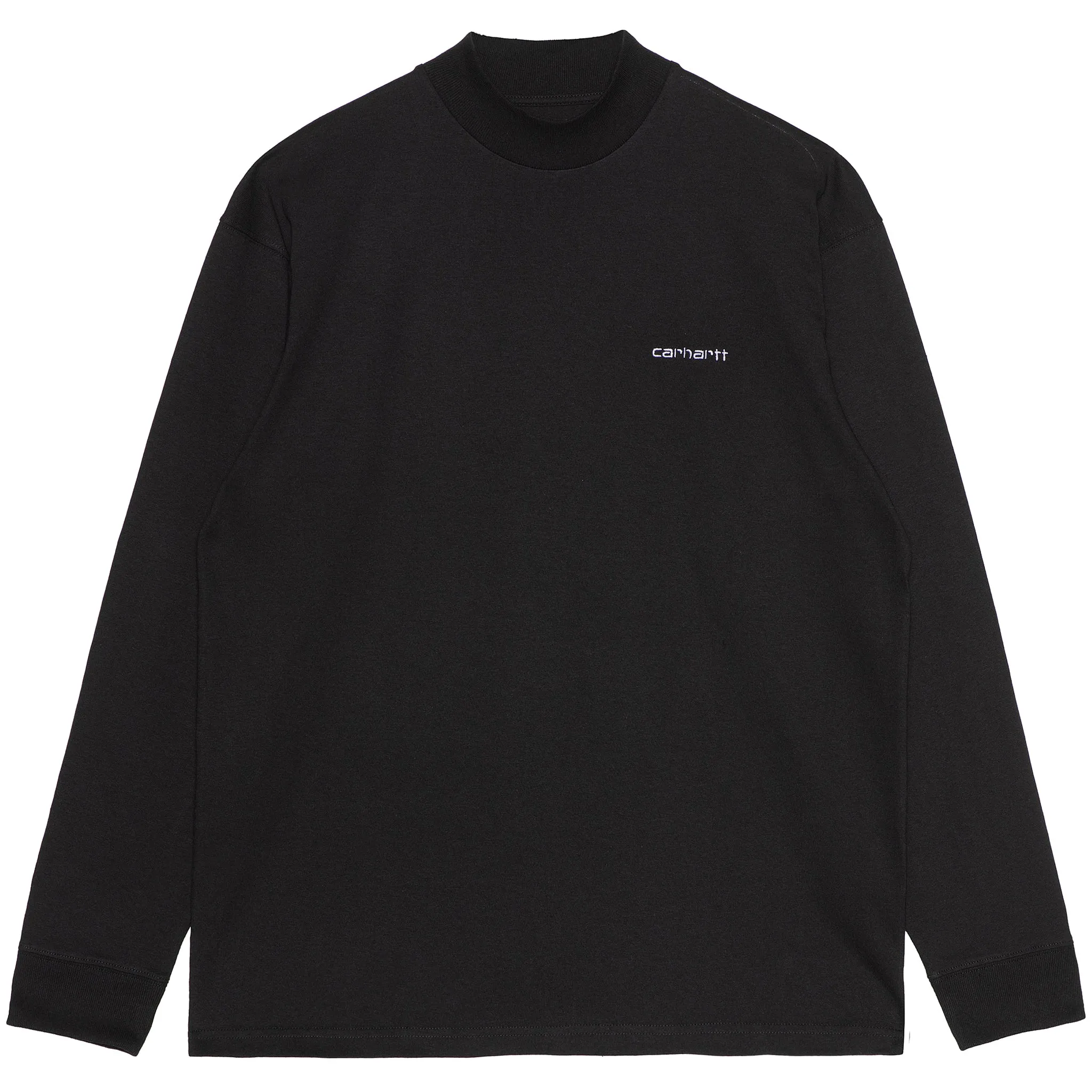 Mock Neck Script Emb LS Tee