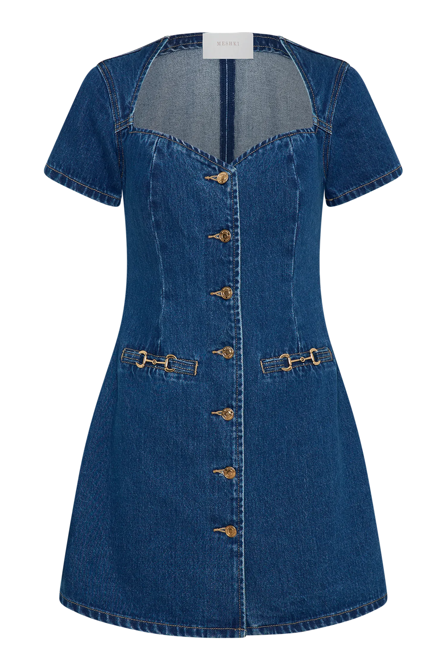 Monica Sweetheart Denim Mini Dress - Dark Blue