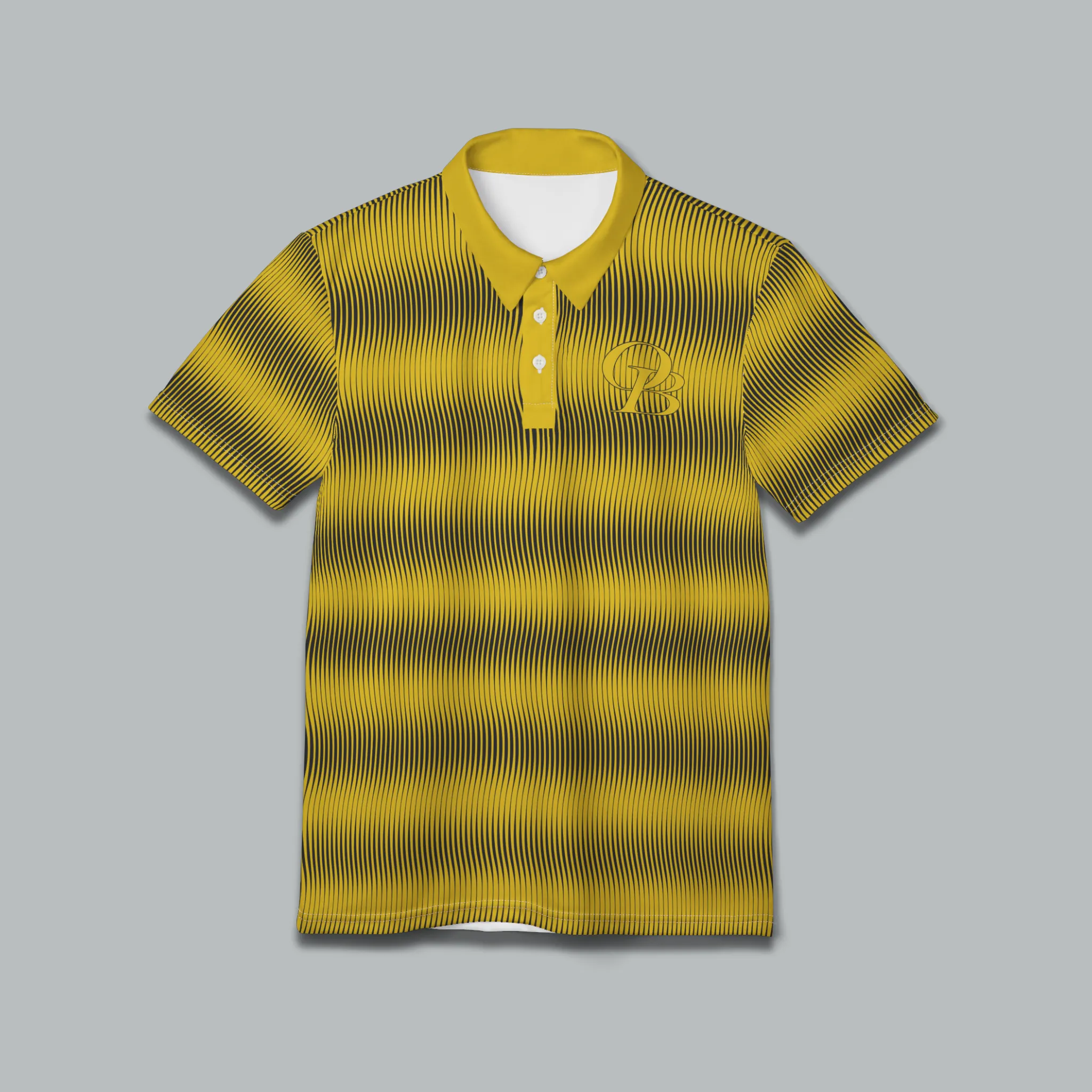 Munsell Yellow Swirly Pattern Unisex Casual Short-Sleeve Polo Shirt