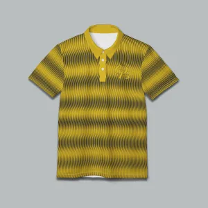 Munsell Yellow Swirly Pattern Unisex Casual Short-Sleeve Polo Shirt