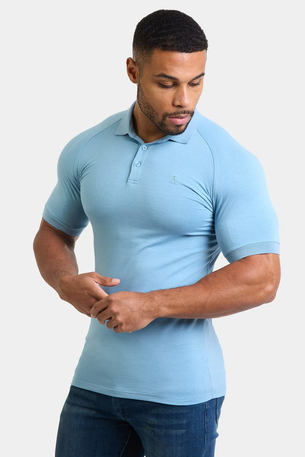 Muscle Fit Polo in Mist Blue