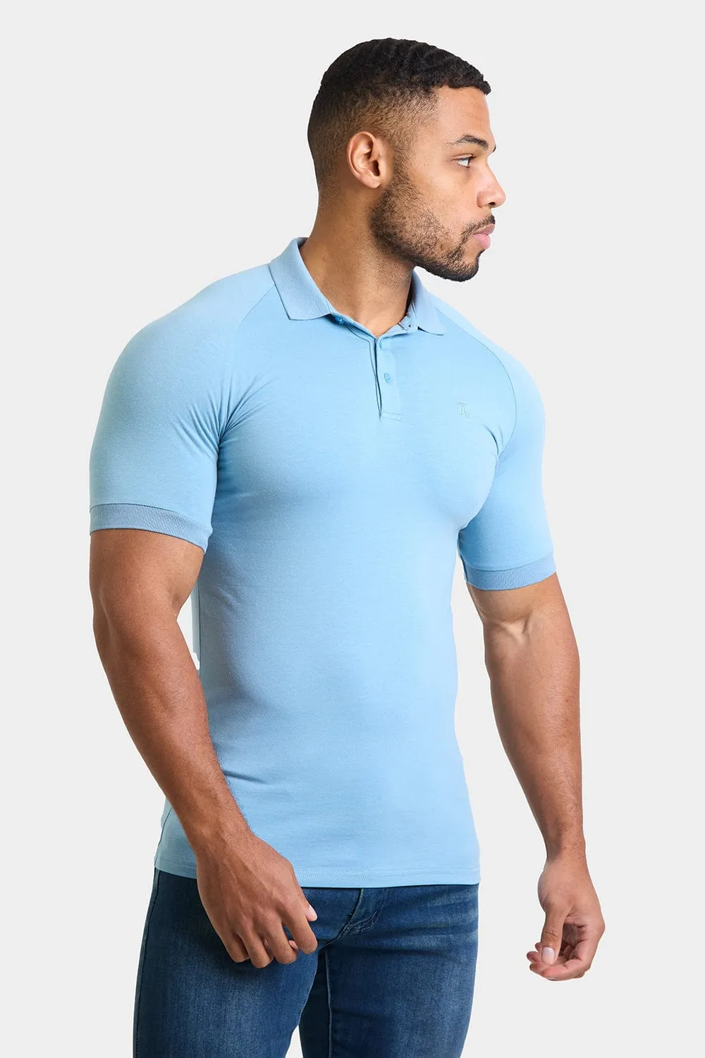 Muscle Fit Polo in Mist Blue
