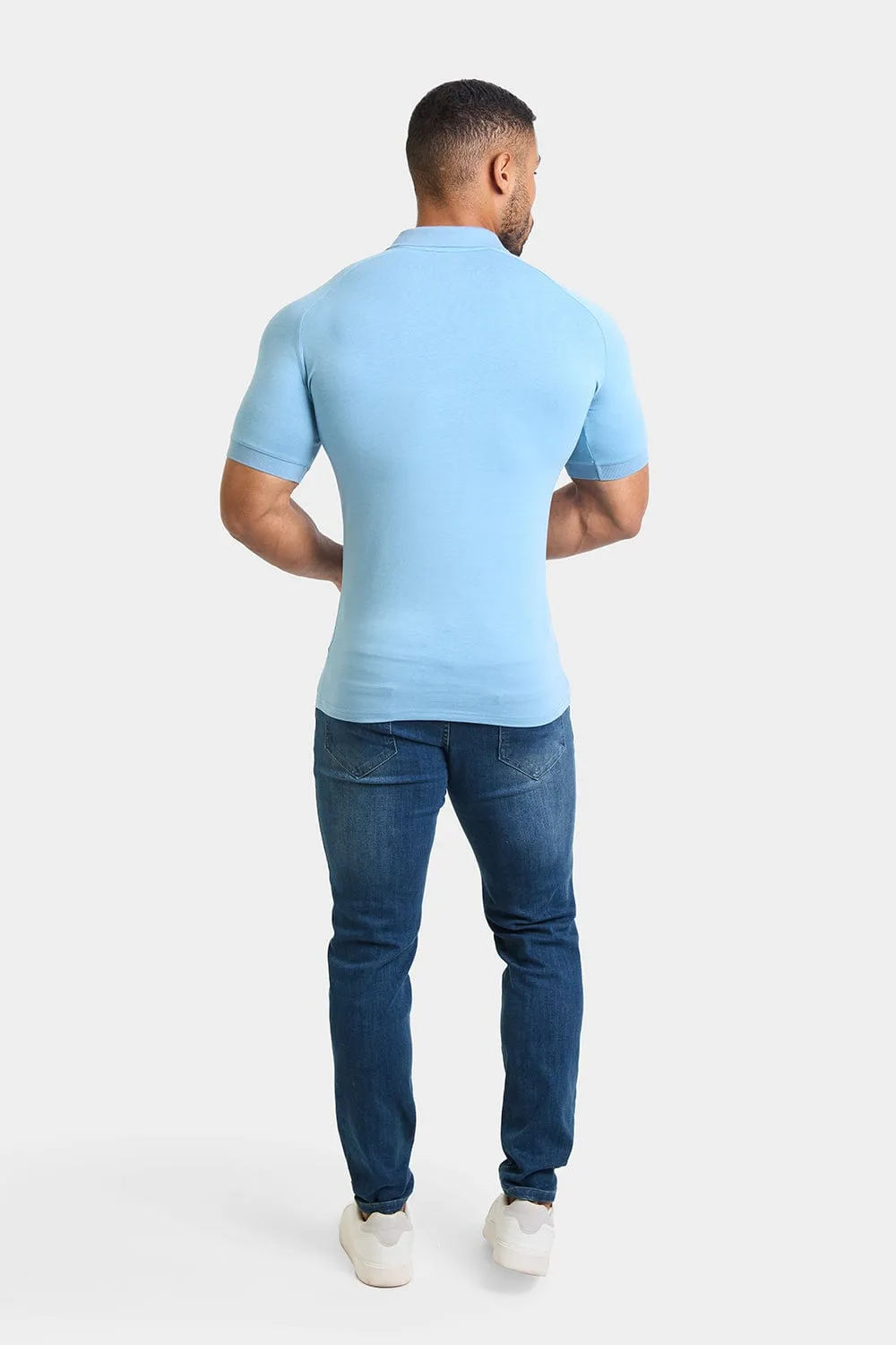 Muscle Fit Polo in Mist Blue