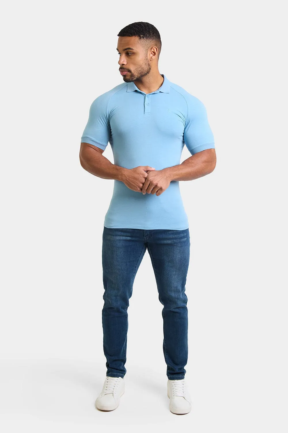 Muscle Fit Polo in Mist Blue