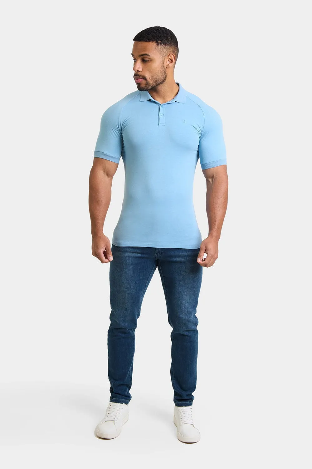 Muscle Fit Polo in Mist Blue