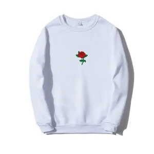New Men Hip Hop Casual Brief Popular Sweatshirts Fashion Modern Man Streetwear Sweatshirt Women Fashion Streetwear Rose Flower Print Hoodies Tops Pullover