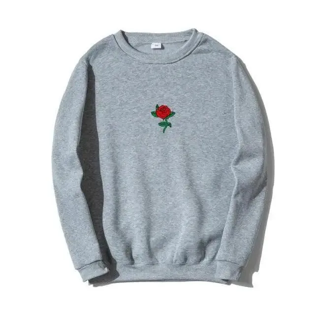 New Men Hip Hop Casual Brief Popular Sweatshirts Fashion Modern Man Streetwear Sweatshirt Women Fashion Streetwear Rose Flower Print Hoodies Tops Pullover