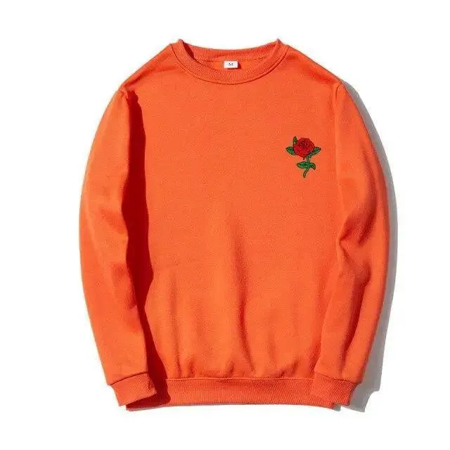 New Men Hip Hop Casual Brief Popular Sweatshirts Fashion Modern Man Streetwear Sweatshirt Women Fashion Streetwear Rose Flower Print Hoodies Tops Pullover