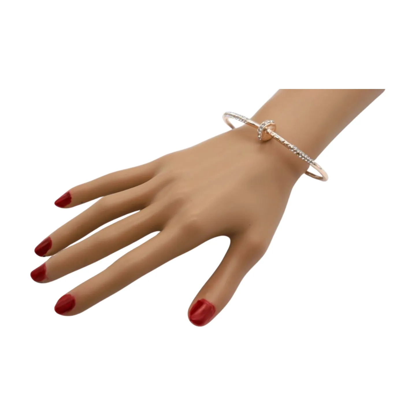New Women Rose Gold Metal Fashion Jewelry Nail Cuff Bracelet Bling Wrap Around Thin