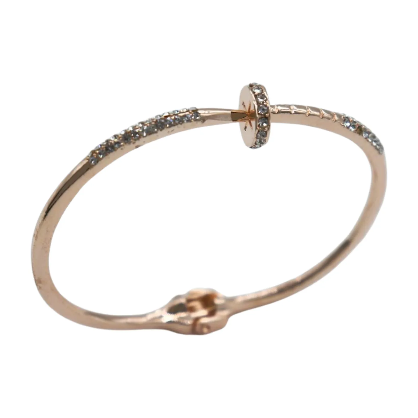 New Women Rose Gold Metal Fashion Jewelry Nail Cuff Bracelet Bling Wrap Around Thin