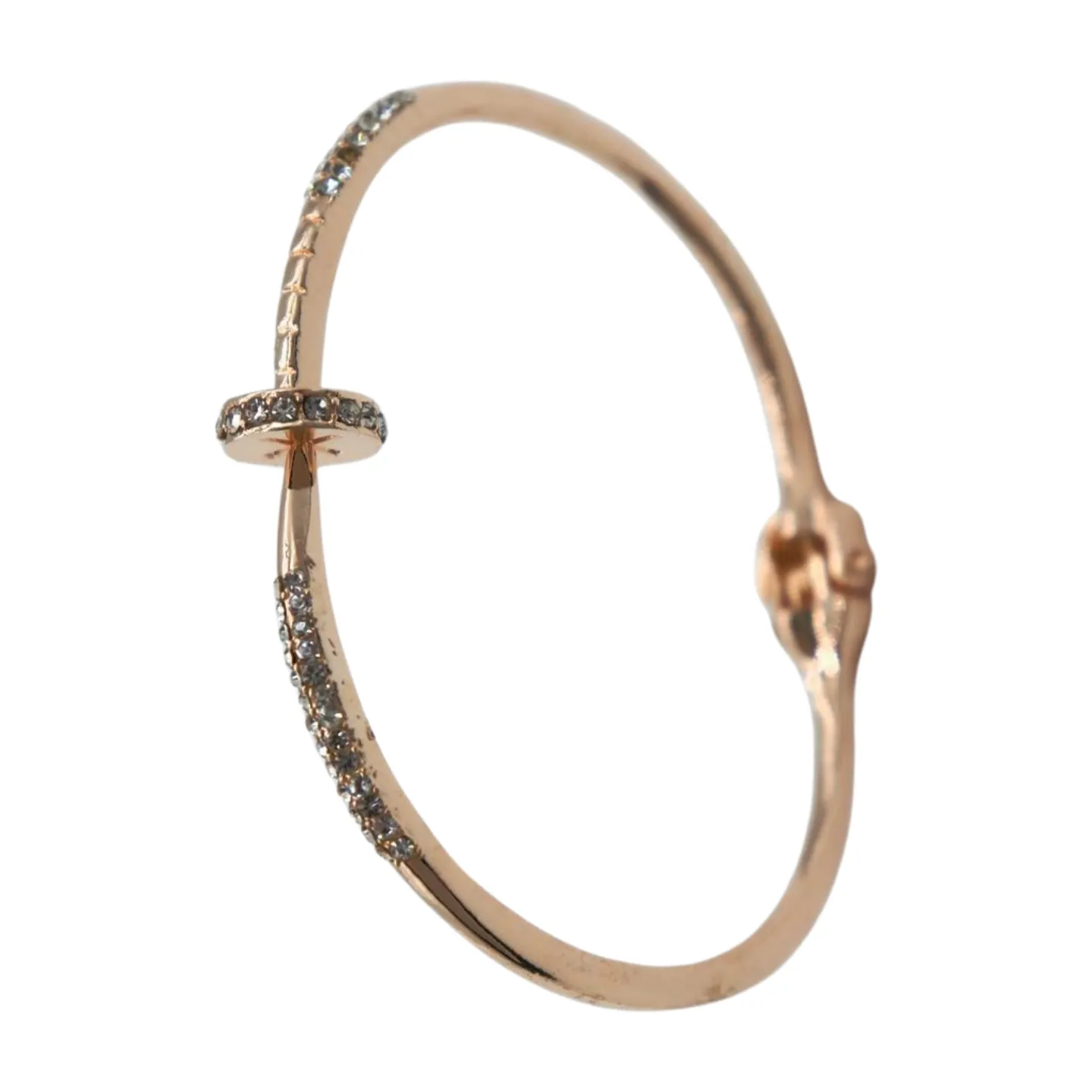 New Women Rose Gold Metal Fashion Jewelry Nail Cuff Bracelet Bling Wrap Around Thin