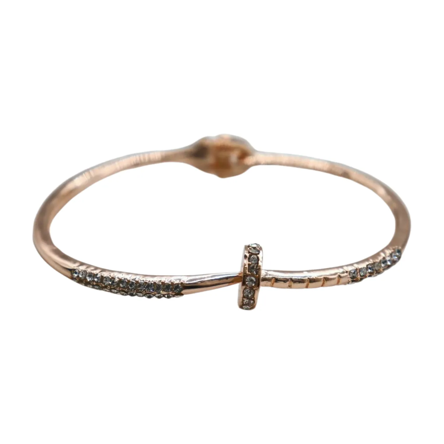 New Women Rose Gold Metal Fashion Jewelry Nail Cuff Bracelet Bling Wrap Around Thin