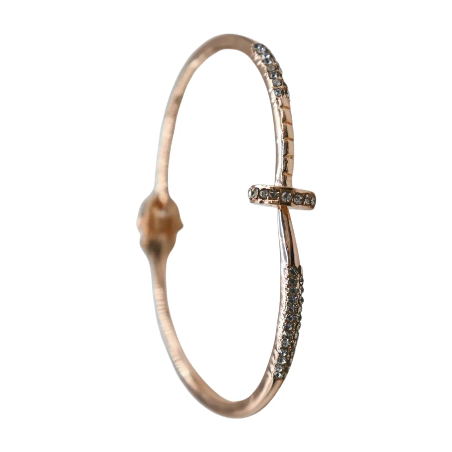 New Women Rose Gold Metal Fashion Jewelry Nail Cuff Bracelet Bling Wrap Around Thin