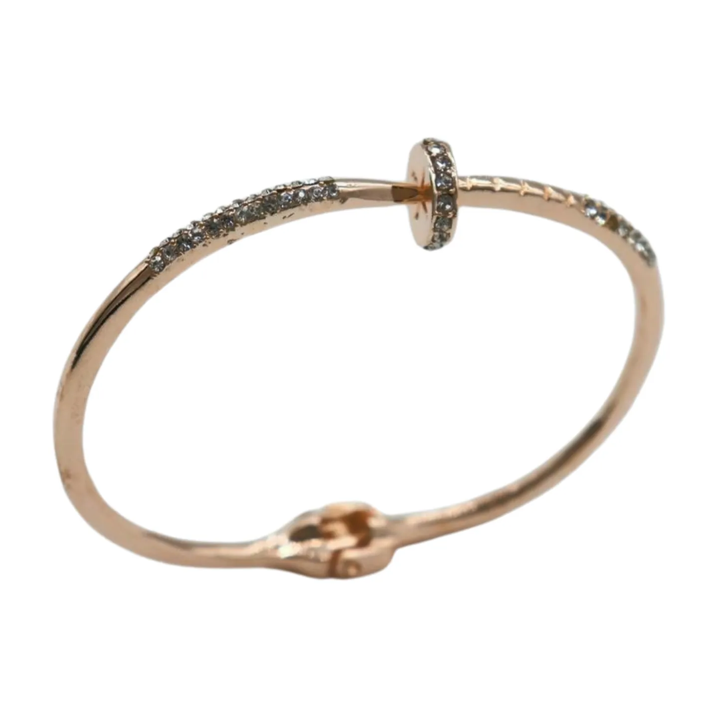 New Women Rose Gold Metal Fashion Jewelry Nail Cuff Bracelet Bling Wrap Around Thin
