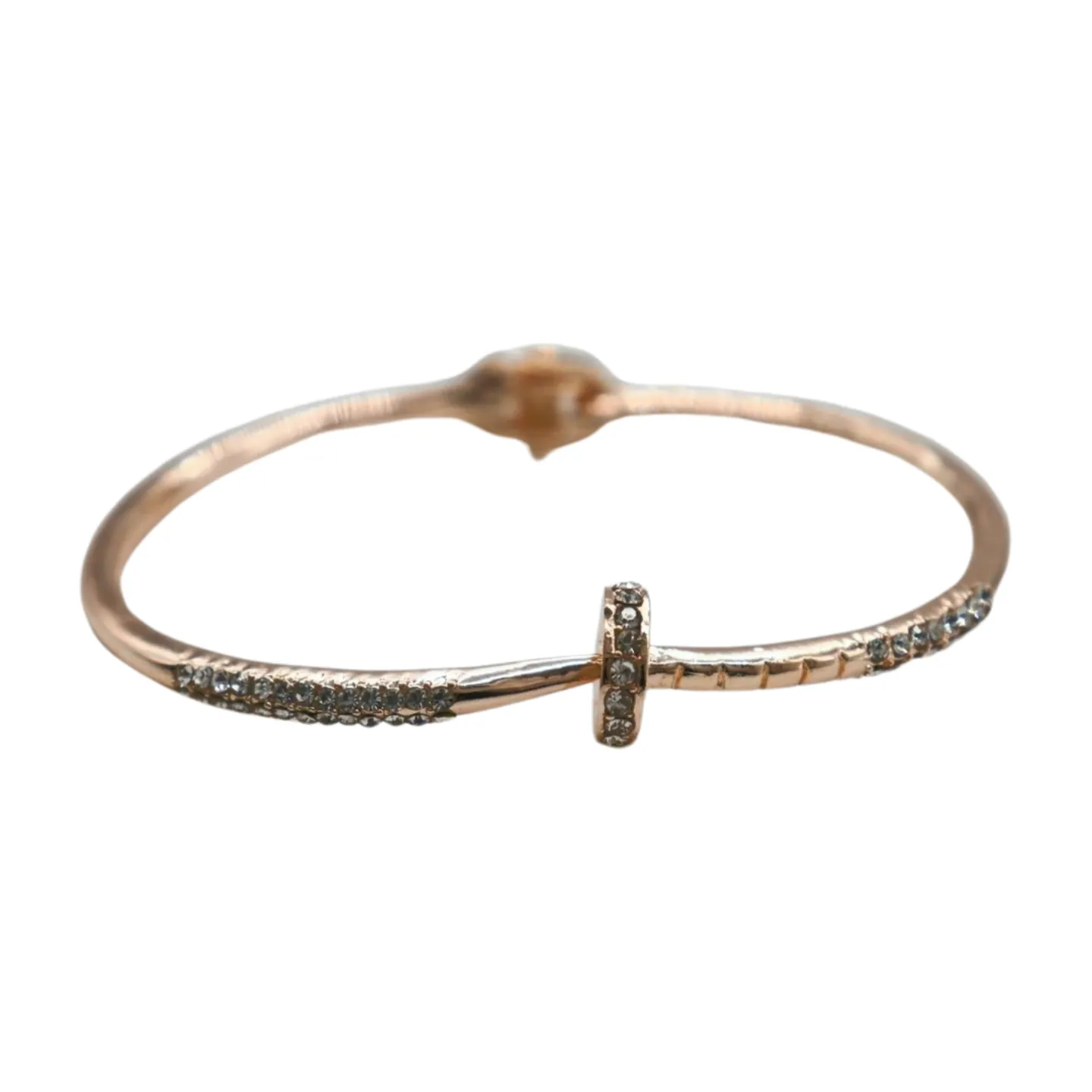 New Women Rose Gold Metal Fashion Jewelry Nail Cuff Bracelet Bling Wrap Around Thin