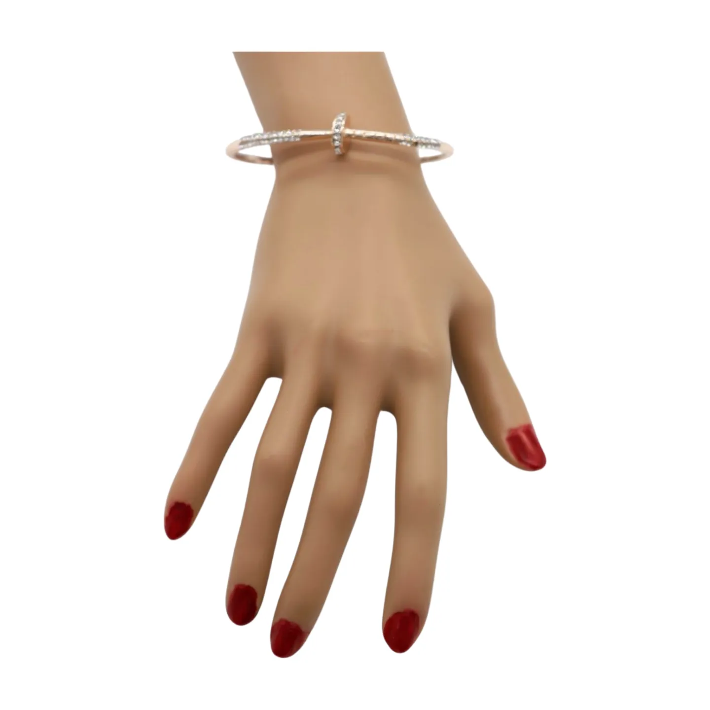 New Women Rose Gold Metal Fashion Jewelry Nail Cuff Bracelet Bling Wrap Around Thin