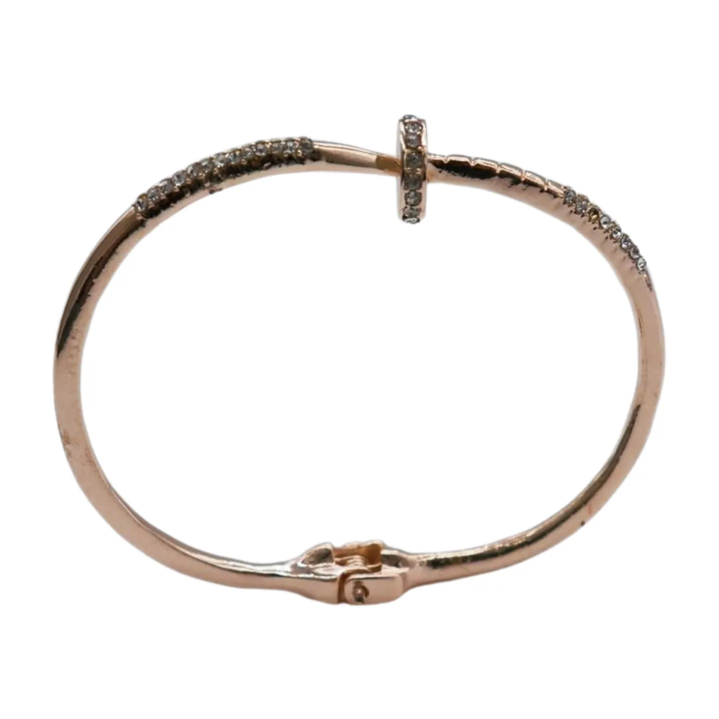 New Women Rose Gold Metal Fashion Jewelry Nail Cuff Bracelet Bling Wrap Around Thin