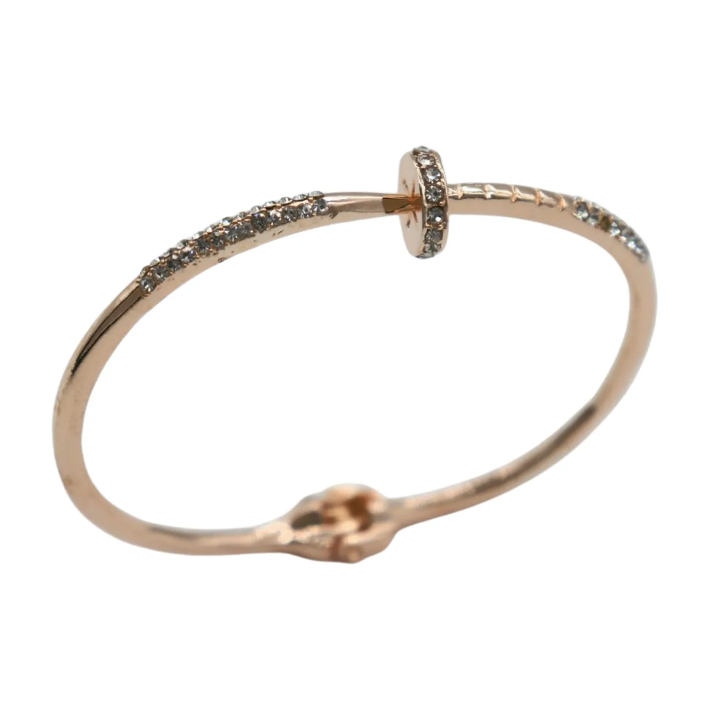 New Women Rose Gold Metal Fashion Jewelry Nail Cuff Bracelet Bling Wrap Around Thin