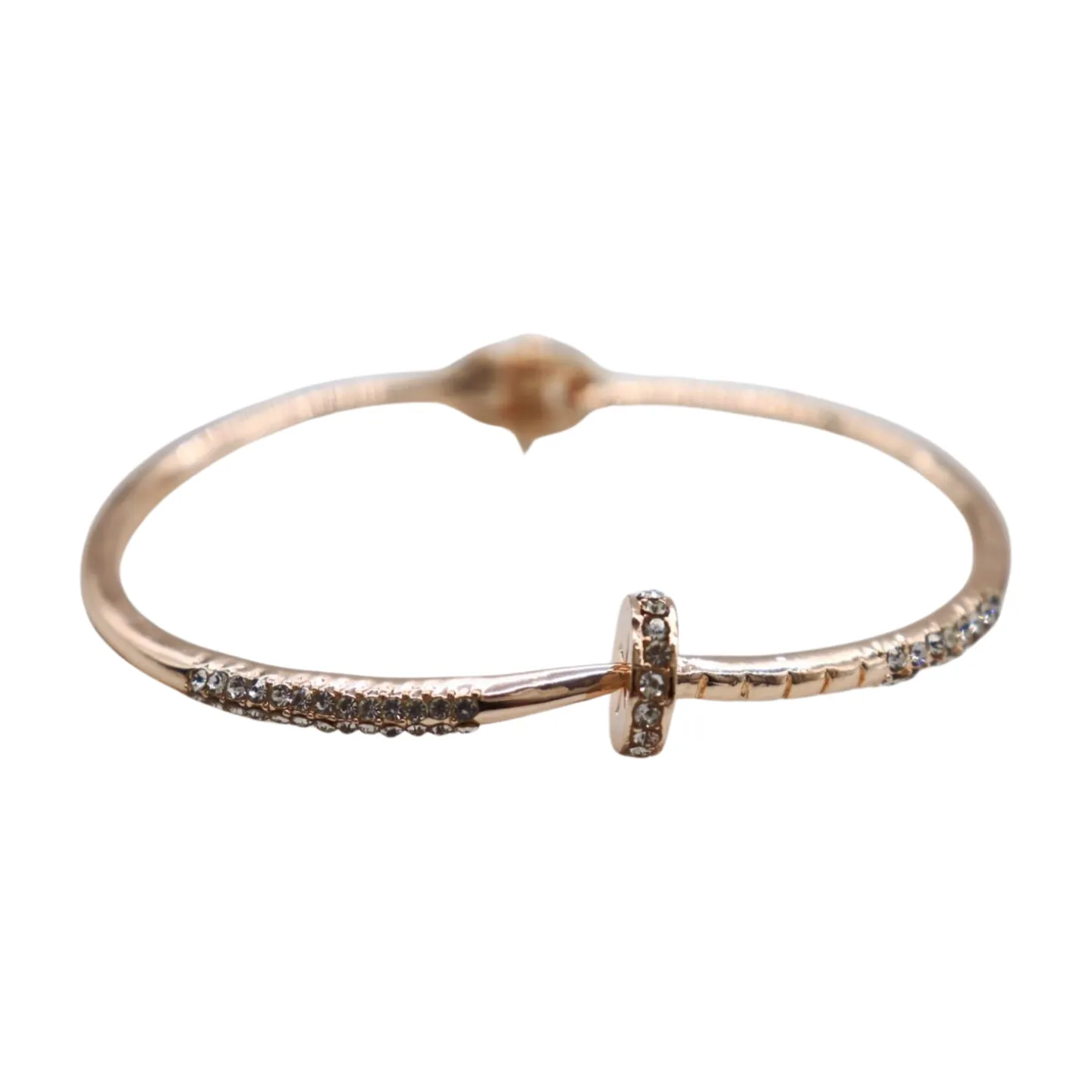 New Women Rose Gold Metal Fashion Jewelry Nail Cuff Bracelet Bling Wrap Around Thin