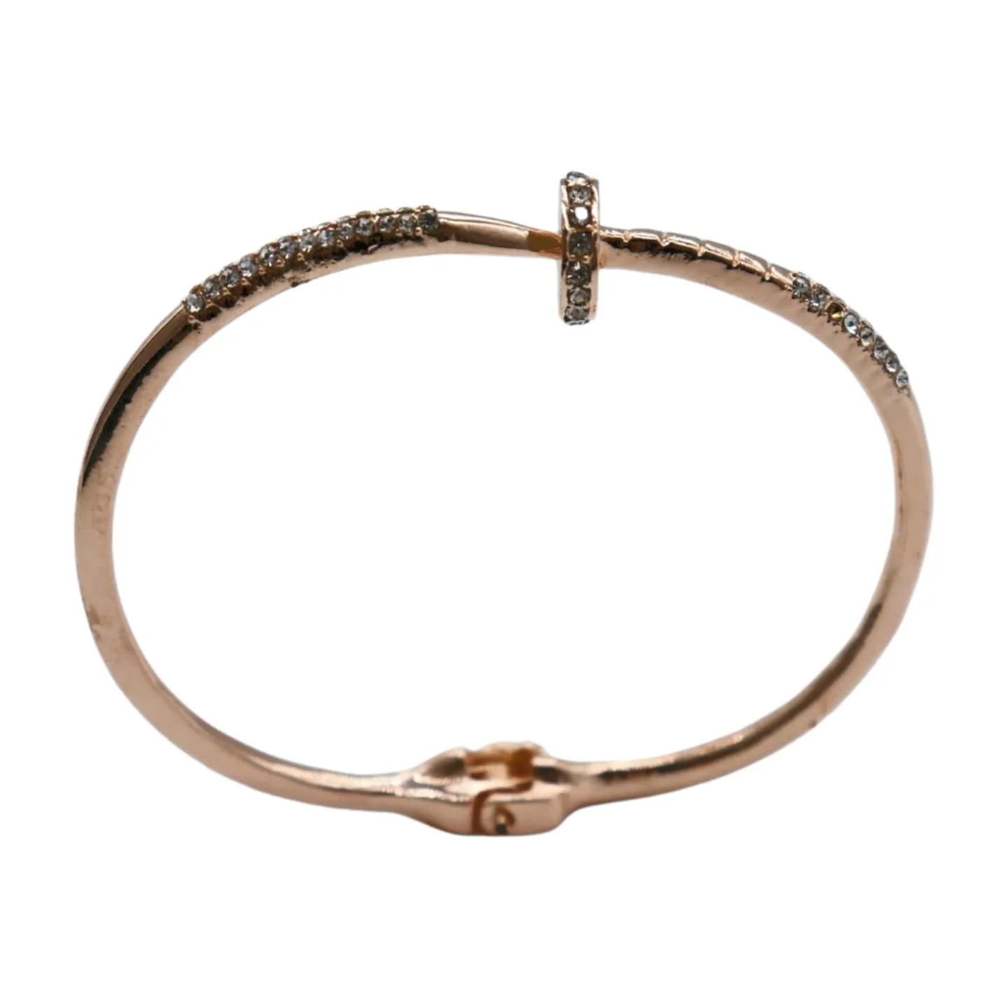 New Women Rose Gold Metal Fashion Jewelry Nail Cuff Bracelet Bling Wrap Around Thin