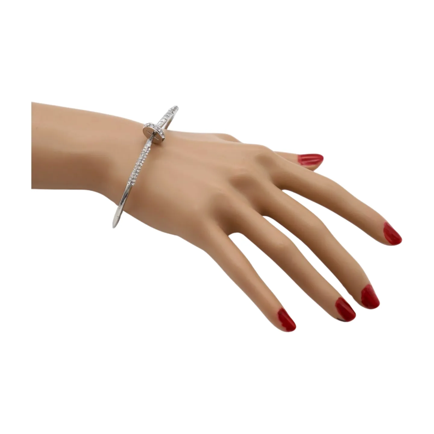 New Women Silver Plated Metal Fashion Jewelry Bling Nail Cuff Bracelet Bling Thin