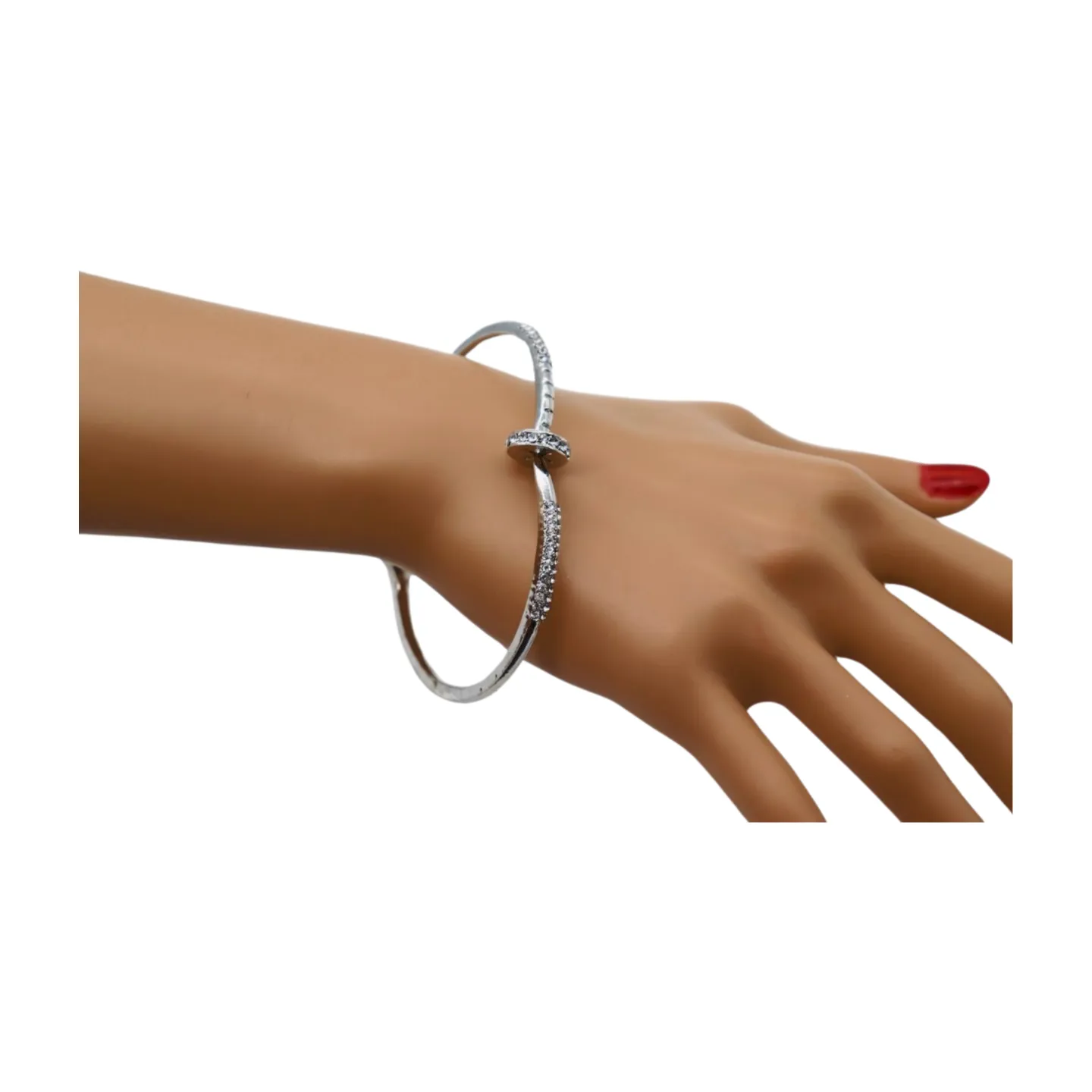 New Women Silver Plated Metal Fashion Jewelry Bling Nail Cuff Bracelet Bling Thin