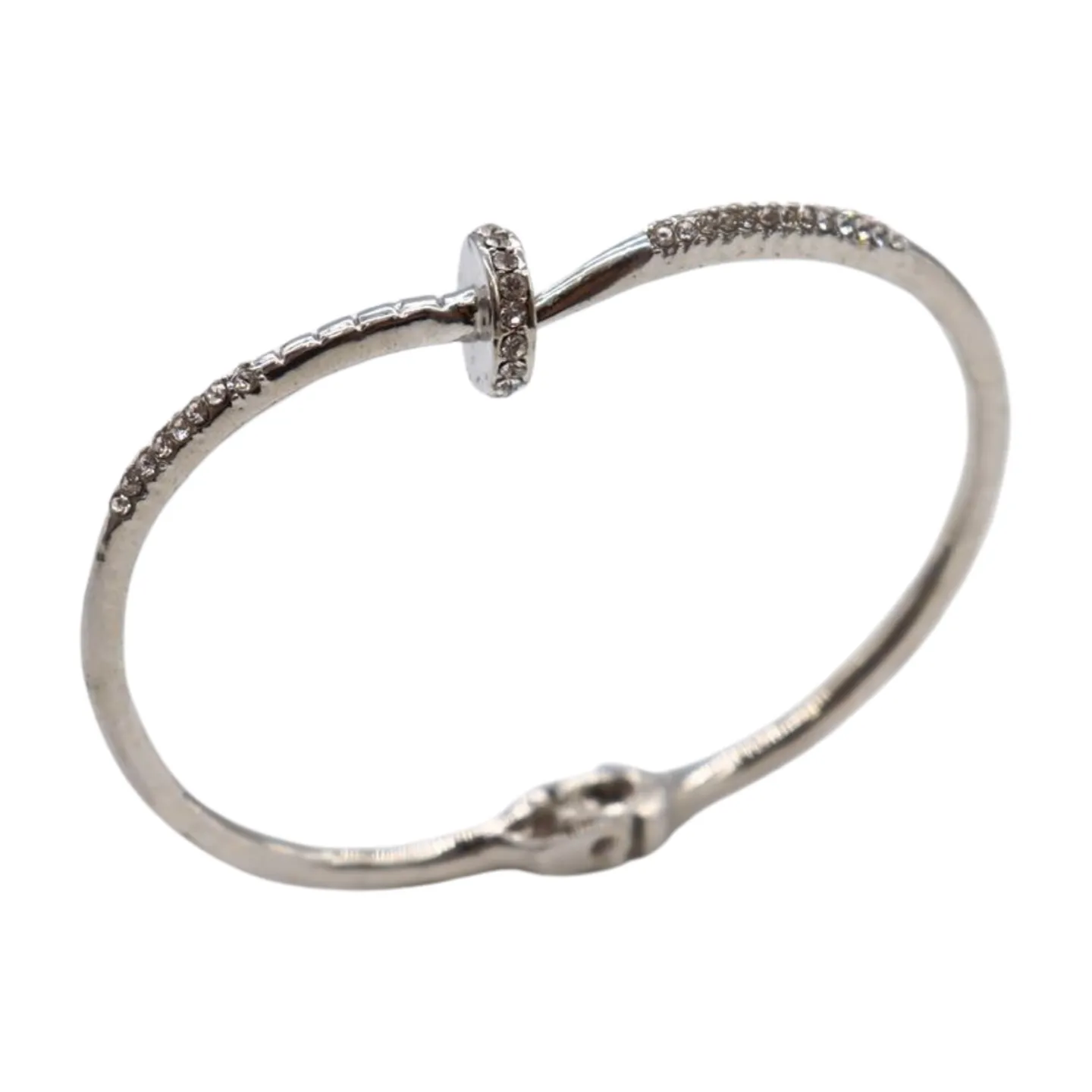 New Women Silver Plated Metal Fashion Jewelry Bling Nail Cuff Bracelet Bling Thin