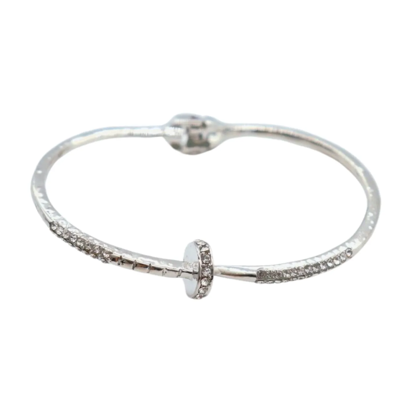 New Women Silver Plated Metal Fashion Jewelry Bling Nail Cuff Bracelet Bling Thin