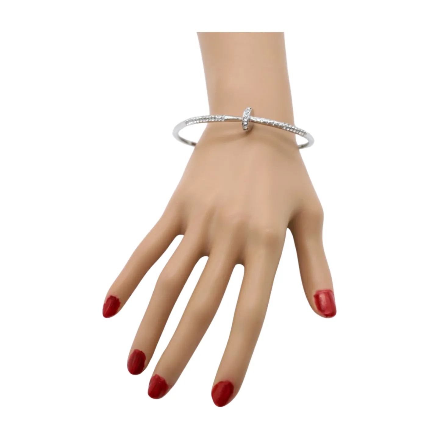 New Women Silver Plated Metal Fashion Jewelry Bling Nail Cuff Bracelet Bling Thin