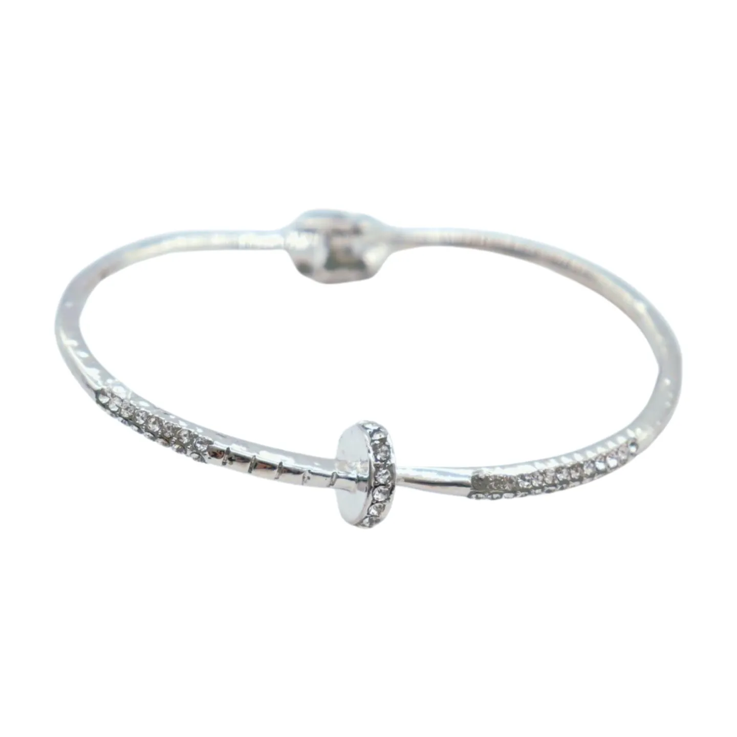 New Women Silver Plated Metal Fashion Jewelry Bling Nail Cuff Bracelet Bling Thin