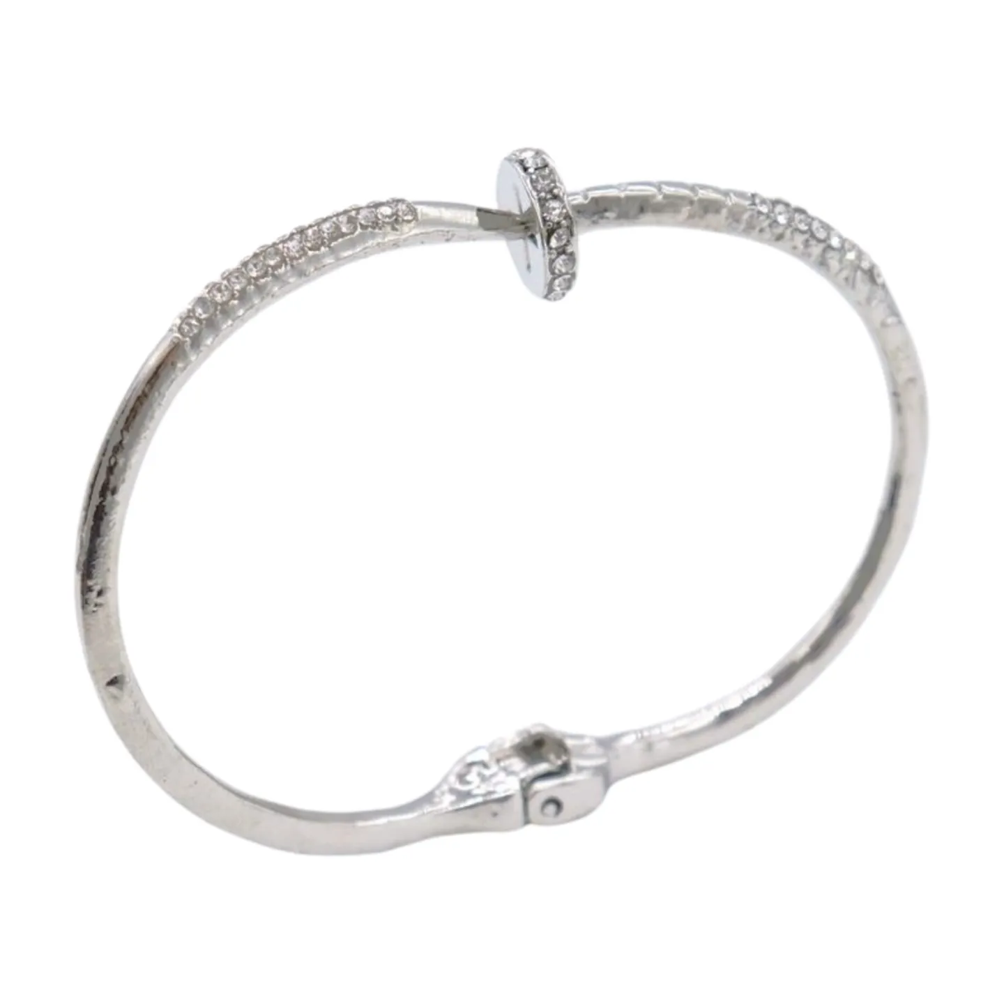 New Women Silver Plated Metal Fashion Jewelry Bling Nail Cuff Bracelet Bling Thin