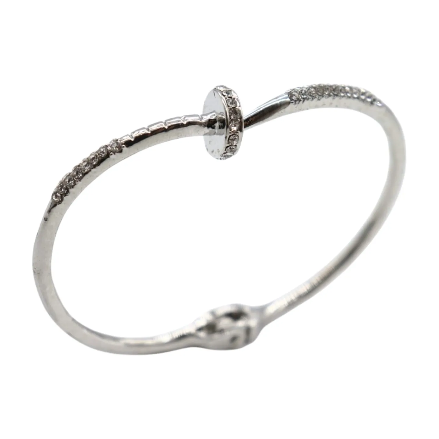 New Women Silver Plated Metal Fashion Jewelry Bling Nail Cuff Bracelet Bling Thin