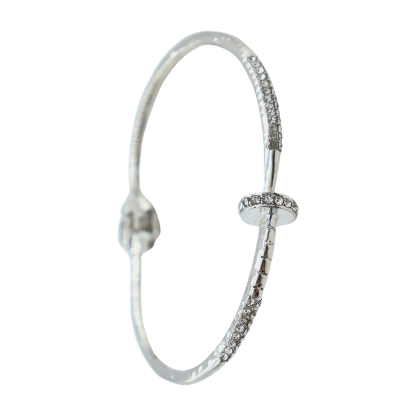 New Women Silver Plated Metal Fashion Jewelry Bling Nail Cuff Bracelet Bling Thin