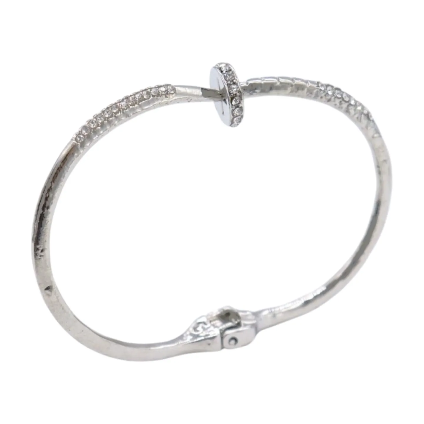 New Women Silver Plated Metal Fashion Jewelry Bling Nail Cuff Bracelet Bling Thin