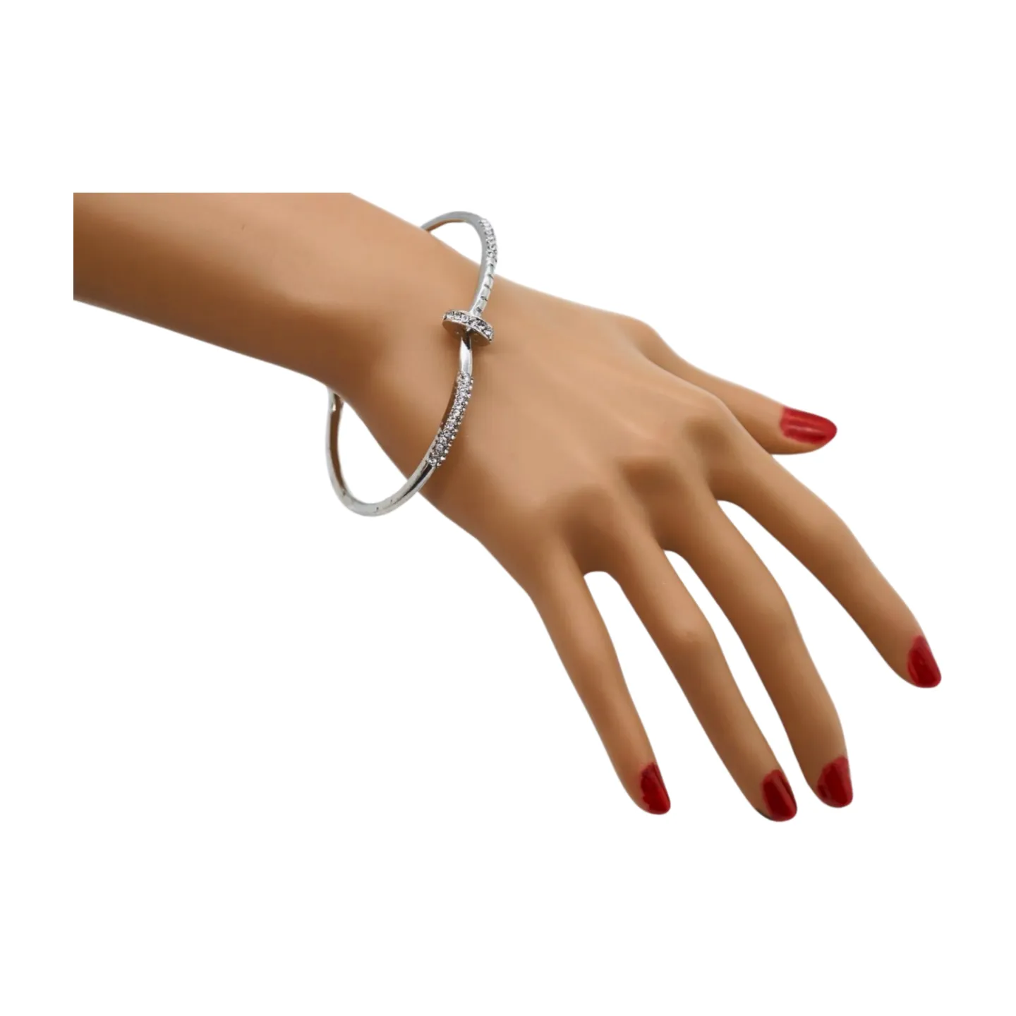New Women Silver Plated Metal Fashion Jewelry Bling Nail Cuff Bracelet Bling Thin