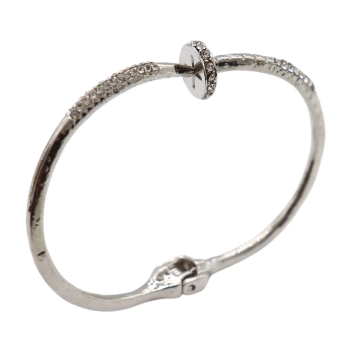 New Women Silver Plated Metal Fashion Jewelry Bling Nail Cuff Bracelet Bling Thin