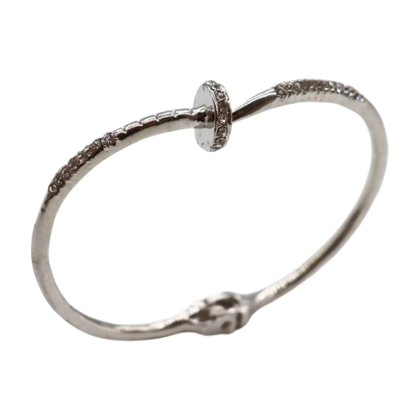 New Women Silver Plated Metal Fashion Jewelry Bling Nail Cuff Bracelet Bling Thin