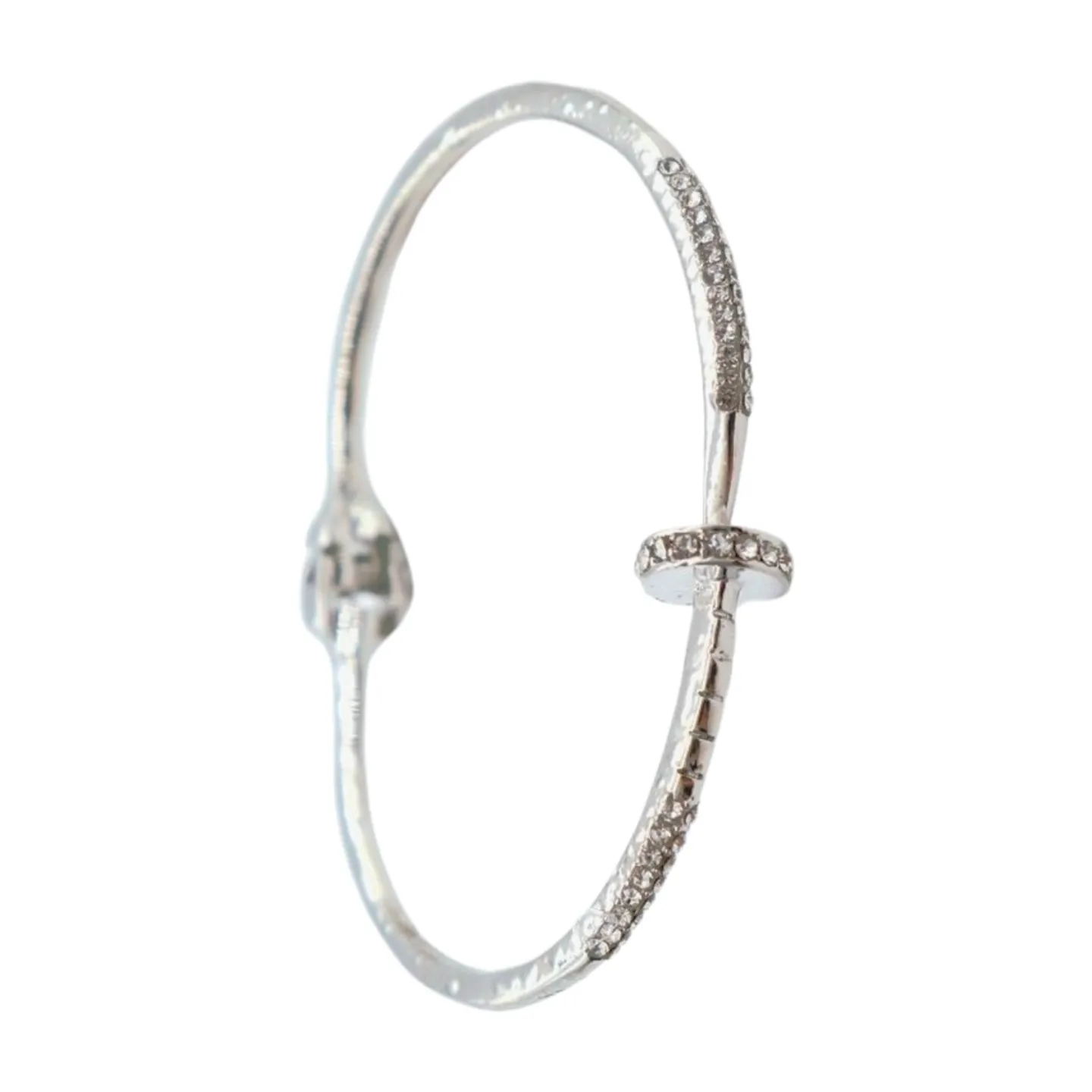 New Women Silver Plated Metal Fashion Jewelry Bling Nail Cuff Bracelet Bling Thin