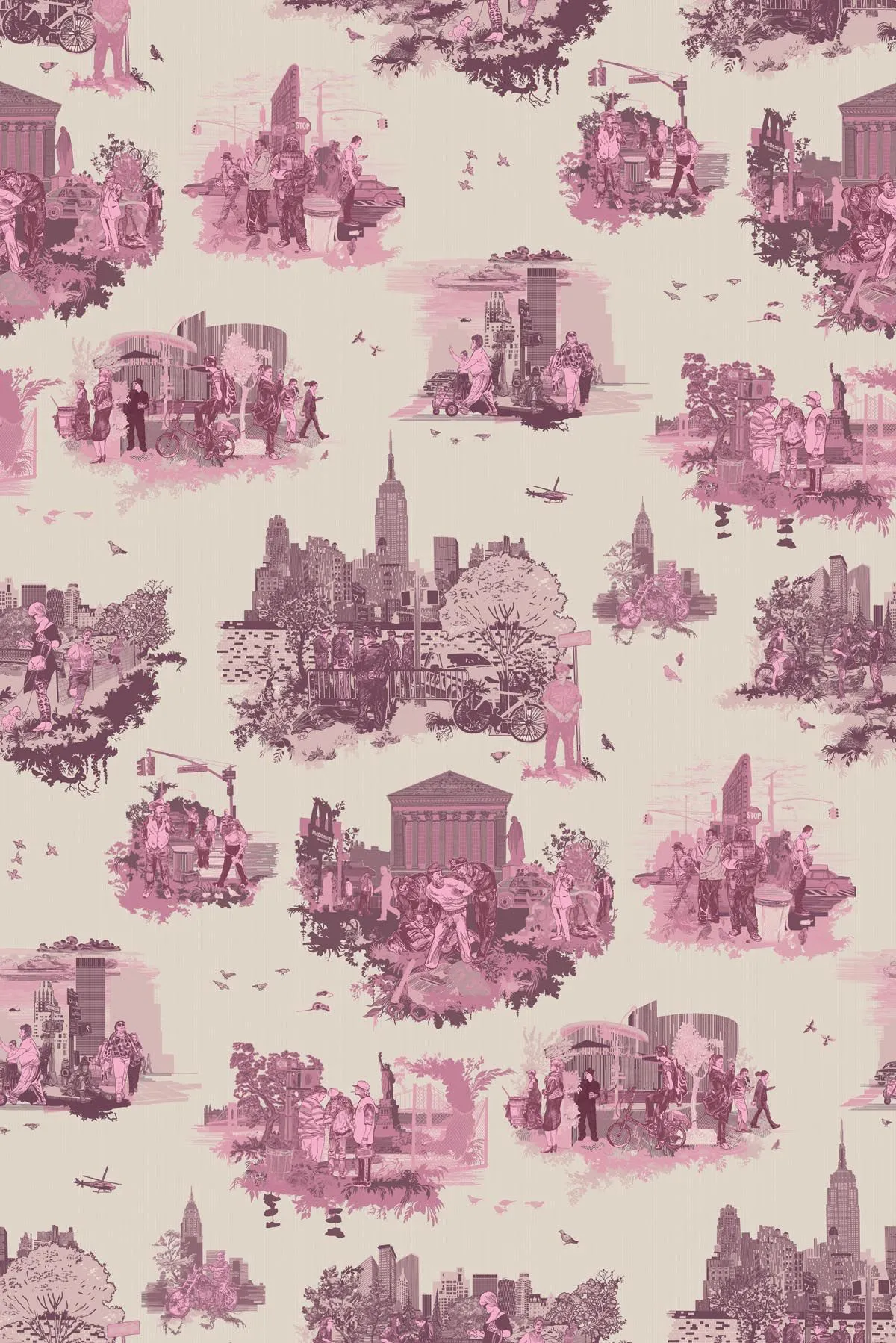 new york toile wallpaper