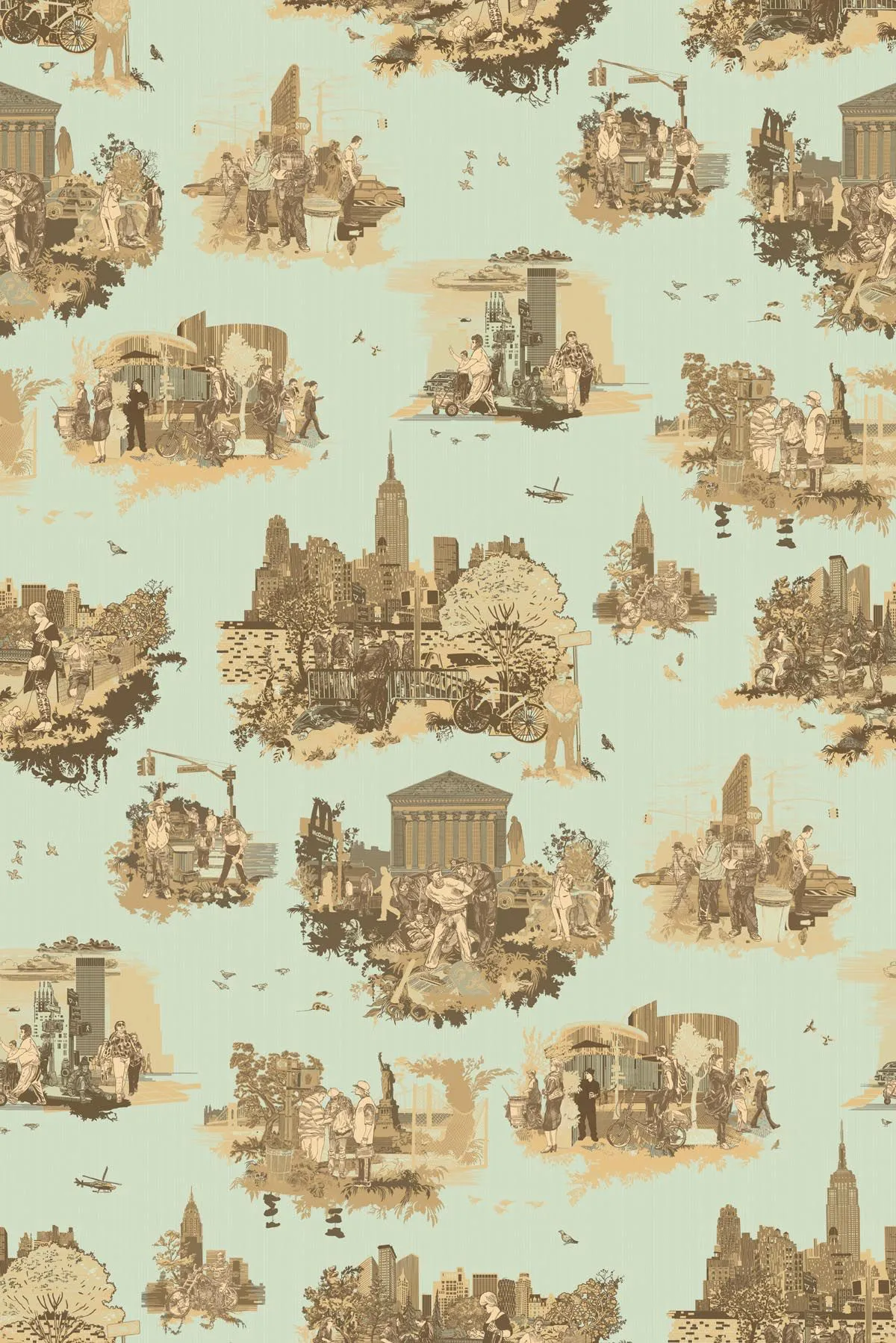 new york toile wallpaper