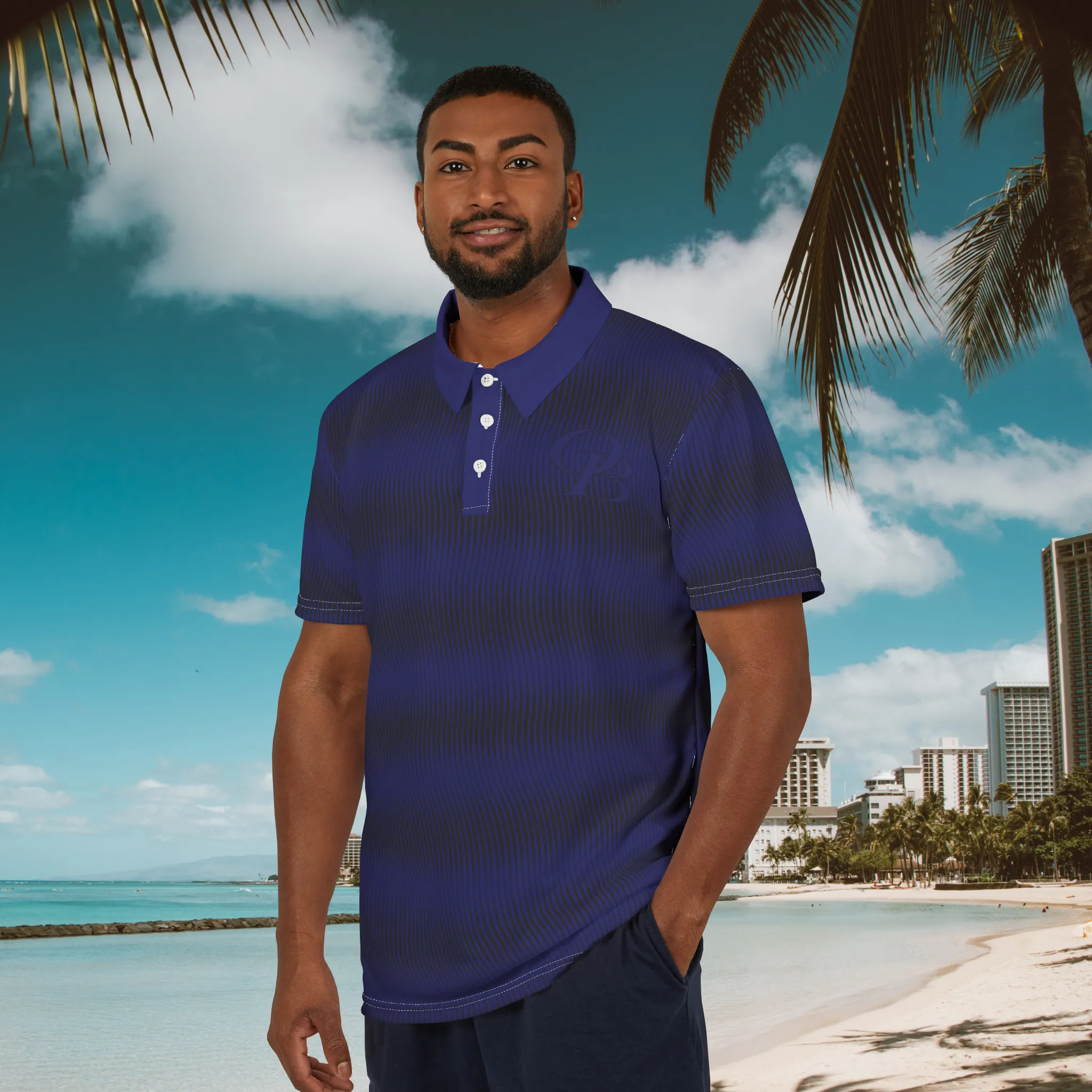 Nitrous Blue Swirly Pattern Unisex Casual Short-Sleeve Polo Shirt