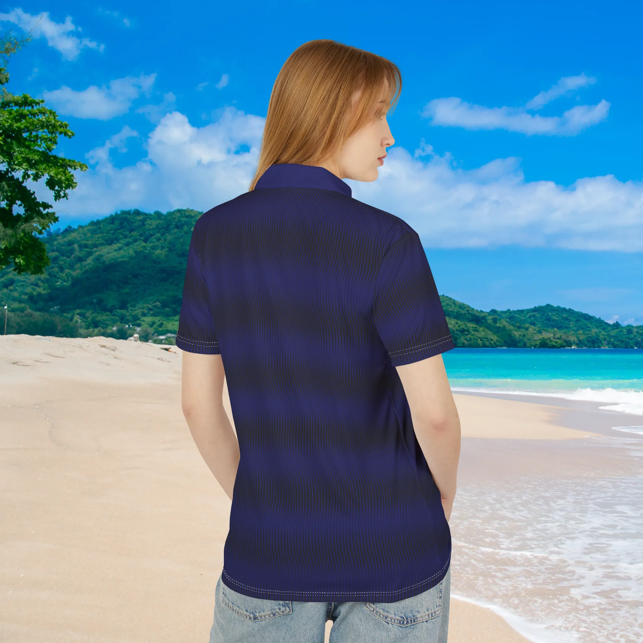 Nitrous Blue Swirly Pattern Unisex Casual Short-Sleeve Polo Shirt