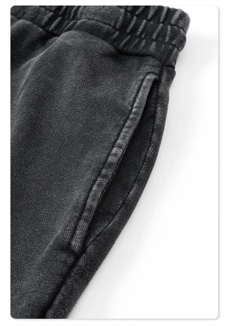 Obsidian Phoenix Luxury 380gsm Washed Cotton Pants - Unisex Oversized High-Street Straight Sport Trousers